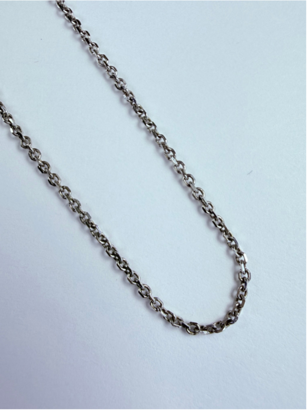 14K Solid White Gold Classic Cable Curb Link Chain 1MM Necklace RCI Turkey